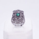 Anillo en Plata Vintage Esmeralda y Diamantes